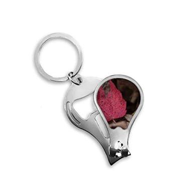 Imagem de Cortador de unhas simples vermelho folha de bordo imagem planta cortador abridor chaveiro tesoura