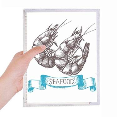 Imagem de Caderno de organização marinha de frutos do mar, camarão, folhas soltas, diário recarregável, papelaria