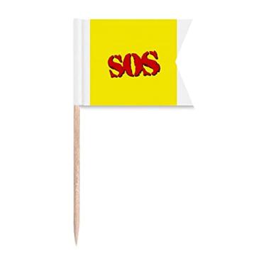 Imagem de SOS Símbolo conciso Art Deco presente moderno bandeiras de palito de dente marcando para festa bolo comida prato de queijo