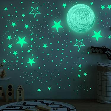 Imagem de Adesivo de parede fluorescente 3D brilhante estrela brilhante adesivo de parede PVC pap...