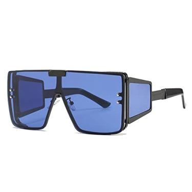 Imagem de Óculos de sol de espelho de prata quadrado grande de uma peça para mulheres moda perna larga liga hip hop óculos de sol masculinos, 3, tamanho único