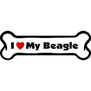Imagem de Imagine This Ímã de osso para carro, I Love My Beagle, 5 cm x 18 cm