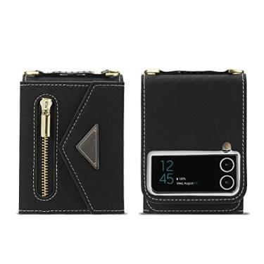 Imagem de Estojo de couro fashion para Samsung Galaxy Z FLIP 4 Capa à prova de choque, bolsa crossbody, cordão para telefone, 5, para Samsung Z flip3
