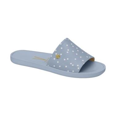 Imagem de Chinelo Feminino Slide Cetim Poá Vizzano Azul