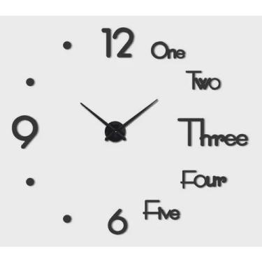 Imagem de Relógio de Parede 3D Decoração numeros pontos letras grande