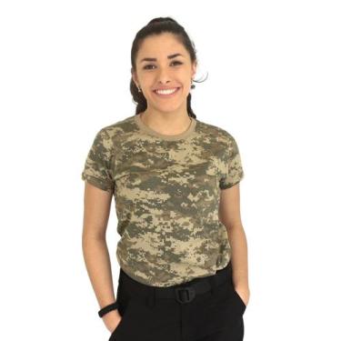 Imagem de Camiseta Feminina Militar Baby Look Camuflada Digital Areia - Mundo Do