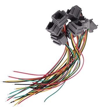 Imagem de uxcell 8 peças RJ11 conector fêmea 6P4C tomada PCB, rede modular montagem conectores de telefone com fios 4x10cm, conectores PCB de telefone para aparelhos de fax, modems, secretária eletrônica, plástico cinza