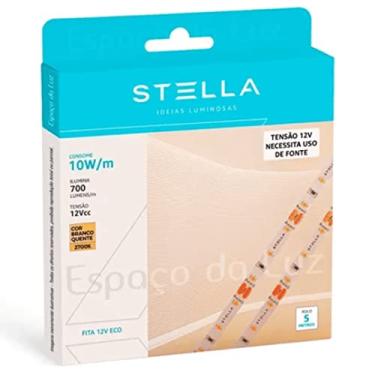 Imagem de Fita Led 12v Eco 10w/M Branco Quente 700lm/M Ip20 Rolo 5 Metros Stella