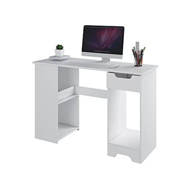 Imagem de Mesa de computador Mesa de computador com gaveta e prateleira, mesa de estudo para espaços pequenos, móveis de escritório em casa, mesa de escritório branca marriage