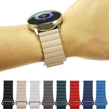 Imagem de Pulseira Couro Loop para Samsung Galaxy Watch Active 40mm e 44mm - Galaxy Watch 42mm - Gear S2 Classic - Amazfit Gtr 42mm - Amazfit Bip - Marca Ltimports (Caqui)
