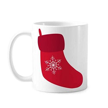 Imagem de Meia de Natal Floco de Neve Caneca de Cerâmica Caneca de Café Porcelana de Cerâmica