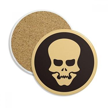 Imagem de Caneca porta-copos de caveira vazada Happy Halloween Pedra absorvente de proteção de mesa