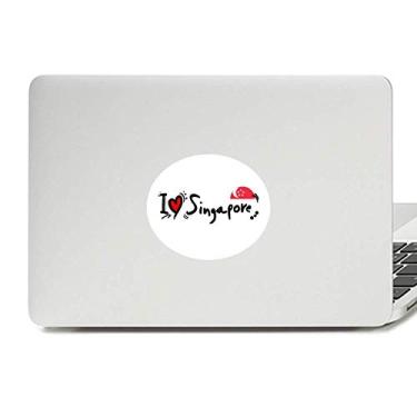 Imagem de I Love Singapura Bandeira de Palavra Amor Coração Ilustração Vinil Emblema Gráfico Laptop Adesivo Notebook Decalque