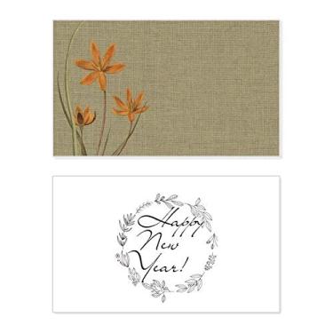 Imagem de Design de orquídea de linho, bordado de ano novo, cartão de felicitações, mensagem de abençoe presente