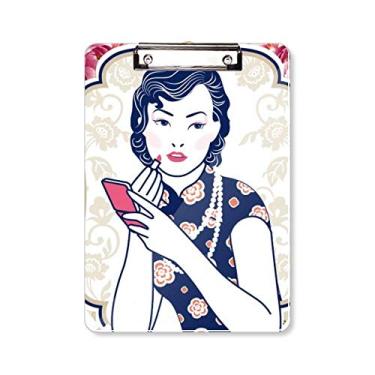 Imagem de Prancheta de cultura chinesa feminina rosa pasta bloco de escrita placa A4