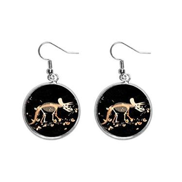 Imagem de Brincos femininos em miniatura de dinossauro Bones Bone com pingente de prata