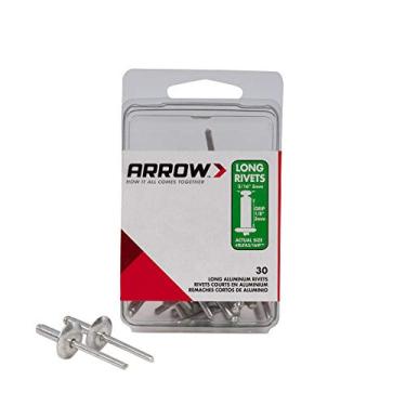 Imagem de Arrow Fastener Rebites Arrow Rlfa3/16Ip De Alumínio Com Flange Grande Longa De 9 5 Mm (3/16 Polegadas) Pacote Com 30
