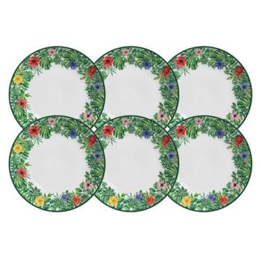 Imagem de Conjunto 6 Pratos Rasos Em Cerâmica Floral 27cm - Scalla