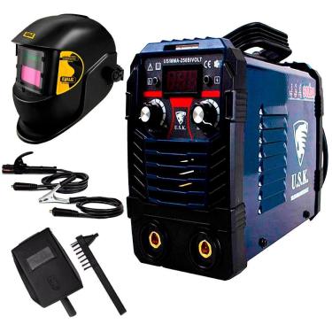 Imagem de Kit Máquina de Solda Inversora MMA-250 Painel Digital Bivolt 110/220V USK + Máscara de Solda Automática