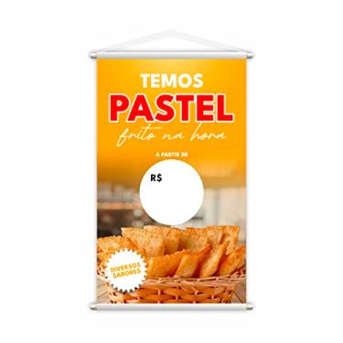 Imagem de Banner Temos Pastel Frito na Hora Preço Lona 80x50cm