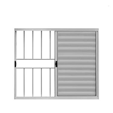 Imagem de Janela de Alumínio Veneziana 100x150cm 3 Folhas Grade Hale Esquadrias Branco