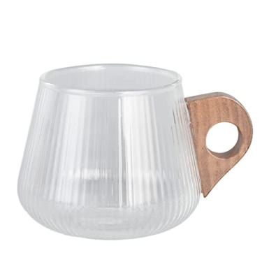Imagem de Plcnn Canecas de café de vidro de parede dupla Copos de café de vidro com cabo de madeira, caneca de café isolada, copo de cappuccino, copo de latte para cozinha/viagem (#2)