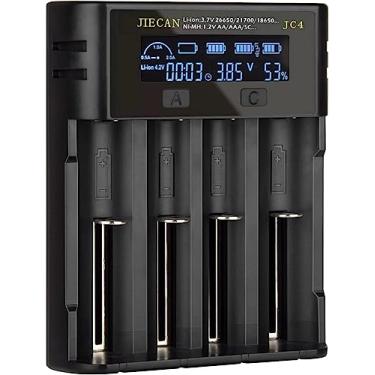 Imagem de Carregador de bateria JIECAN LCD universal, carregador de bateria AA AAA de 4 baias com porta USB, design de slots independentes, carregador de bateria de carregamento rápido inteligente para baterias Ni-MH Ni-CD AA AAA de 3,7 V