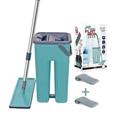 Imagem de Rodo Mop Flat E Balde 4 Litros Para Limpeza Em Geral 2 Refis