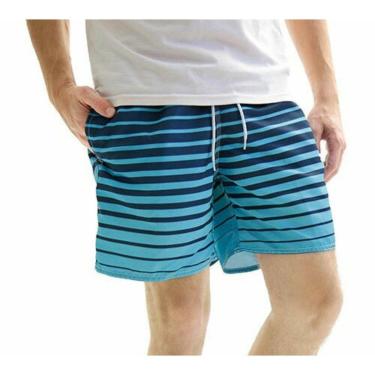 Imagem de Short Masculino Poliéster Listras Marinho Claro-Masculino