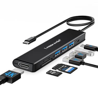 Imagem de USB C Hub, Type-C Hub Adapter 7 em 1 com HDMI 4K@30Hz, 100W PD Charging, 1 USB3.0 5Gbps Data Port, 2 USB 2.0, SD/TF, USB C Multiport Dongle para MacBook/ChromeBook/Dell/HP/Lenovo