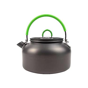 Imagem de Milageto Chaleira de acampamento Chaleira de chá pequena para água Aquecimento rápido 0,8L Café Bule de chá Chaleira ao ar livre para cozinhar, Alça verde