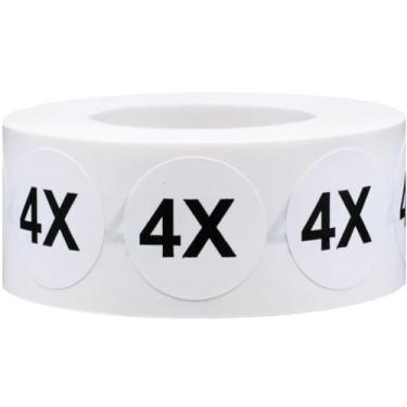 Imagem de Adesivos de tamanho de roupas em círculo branco, 3/4 pol. redondo, 500 etiquetas em um rolo, 4x, 3/4" Circle