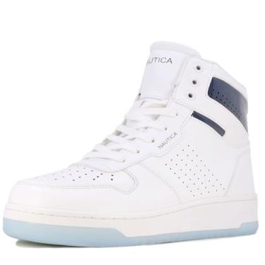 Imagem de Nautica Men's High-Top Sneakers Lace-Up Trainers Basketball Style Shoes-Oakford-White Blue-10