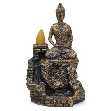 Imagem de Incensário Buda Rocha Cascata Fumaça Invertida + 5 Incensos (Dourado)