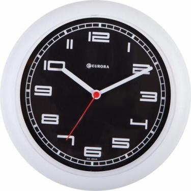 Imagem de Relógio De Parede Eurora Branco Com Mostrador Preto