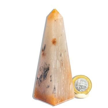 Imagem de Obelisco Aragonita Raio Laranja Pedra Natural 11 a 12 cm