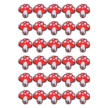 Imagem de 30 peças de remendos de ferro de cogumelo, aplique bordado inovador, formato de cogumelo fofo para camisetas, chapéus, cortinas e mais