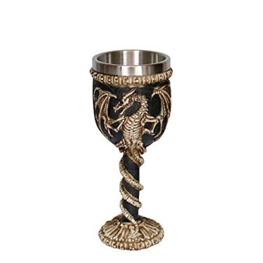 Imagem de OTARTU Cálice de Cálice de Dragão Medieval de Aço Inoxidável, Esqueleto de Dragão Gótico, Ossuário, 200 ml.