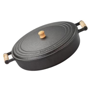 Imagem de Frigideira Grande Com Tampa Alça madeira 36 Cm Ferro Fundido