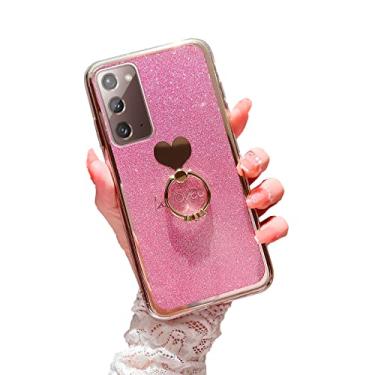 Imagem de Capa para Galaxy Note 20 5G Meninas Mulheres Bonito Luxo Glitter Brilhante Shell com Anel Suporte UPC, Macio e Fino Amortecedor À Prova de Choque Capa Protetora para Samsung Galaxy Note 20 5G/4G 6,7" - Rosa