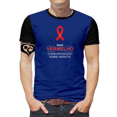 Imagem de Camiseta Maio Vermelho Masculina Blusa Azul - Alemark