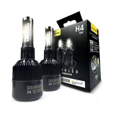 Imagem de Kit Lâmpada Automotiva Branca Led Chip Csp Flip H4 12V 6000K