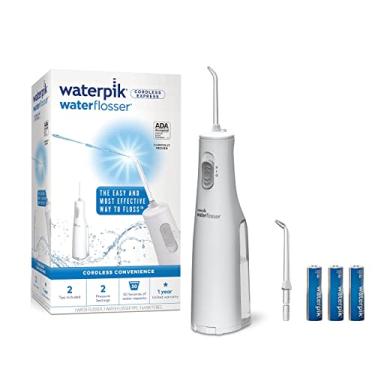 Imagem de Waterpik Fio dental expresso sem fio, operado por bateria e portátil para viagens e casa, aceito pela ADA, impermeável para uso no chuveiro, branco WF-02, embalagem pode variar