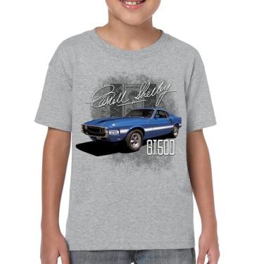 Imagem de Camiseta juvenil Cobra Shelby azul vintage GT500 American Racing Mustang Muscle Car Performance Powered by Ford Kids, Cinza, P