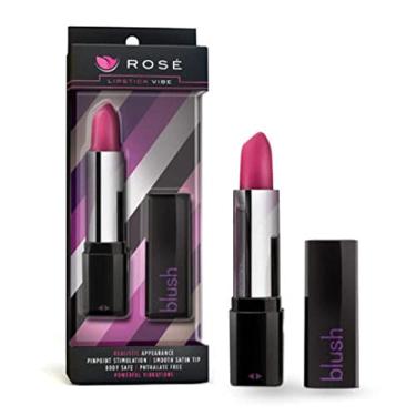 Imagem de Vibrador em Formato de Batom com Ponta Aveludada Única Rose - Lipstick Vibe - Blush REF:BL-37215