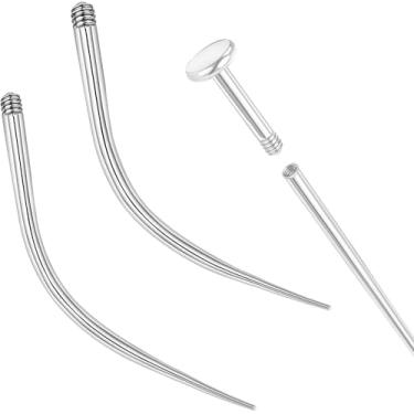 Imagem de PunkTracker 14 g/16 g/18 g Kit de piercing de titânio curvado ASTM F136 Ferramenta de pino de inserção cônico para rosca interna Tragus Helix Lip Nose Helix Piercing Joia Labret Studs Nose Stud