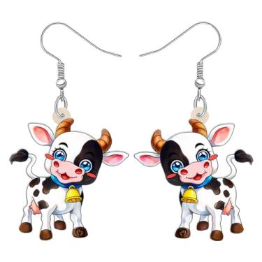 Imagem de RAIDIN Brincos de vaca de animais de fazenda fofos de acrílico para mulheres e meninas com desenho animado de gado, joias para presentes, Medium, Acrílico, Sem pedra preciosa