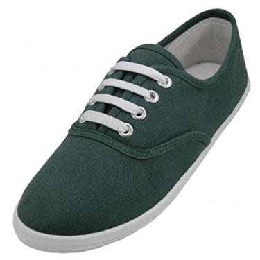 Imagem de Tênis de lona feminino Shoes 18 com cadarço 18 cores disponíveis, Hunter Green 324, 8