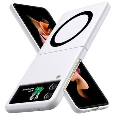 Imagem de YSLBWLE Capa magnética para Samsung Galaxy Z Flip 3 5G fina e de proteção de nível militar, capa magnética branca 21-zflip3-03