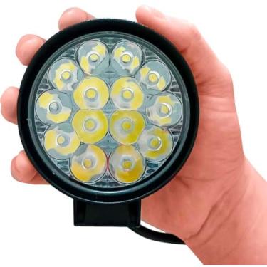 Imagem de Mini Farol de Milha 42w 14 LED Redondo Grosso 09-36V Universal Branco Frio, 4X4, Pickup, OFF Road - Longo Alcance